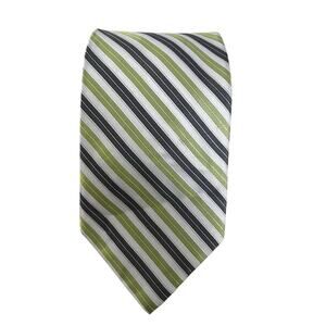 Calvin Klein Men’s Tie lime, green, gray, striped designer 100% Silk